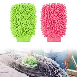 MIRKUZI Mikrofasertücher für die Autopflege von außen Autowaschhandschuhe, 2er-Pack Mikrofaser-Autowaschhandschuhe, weiche Autowaschhandschuhe zum Autowaschen, Autopflege (gemischte Farben)