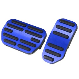 X AUTOHAUX Blue Brake Foot Pedals Pad Kit Non-Slip No Drill Aluminum Alloy Accelerator Pedal Covers for Toyota Corolla RAV4 2014-2018