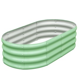 SnugNiture Galvanized Raised Garden Bed, 4x2x1ft Oval Metal Planter Box for Planting Outdoor Plants Vegetables