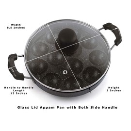 Sahishnu Online & Marketing Appam Pan, Appam Patra, Appam Maker, 12 Pits Appam Maker with Glass Lid