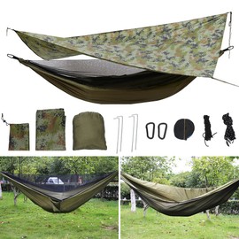 Camping Hammock Mosquito Net Outdoor Tarp Travel UV Tent Tarp Hammock 2 Person 200 kg for Trekking, Travel, Beach, Garden