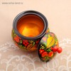 Hand-Painted Traditional Russian Khokhloma Sugar Bowl with Spoon, Multicolor