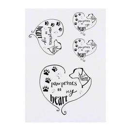 Azeeda 4 x 'Hundepfotenabdrücke auf meinem Herzen' Temporäre Tattoos - Wasserfest, Hautfreundlich & Ungiftig · Transfers in Verschiedenen Größen (TO00063488)