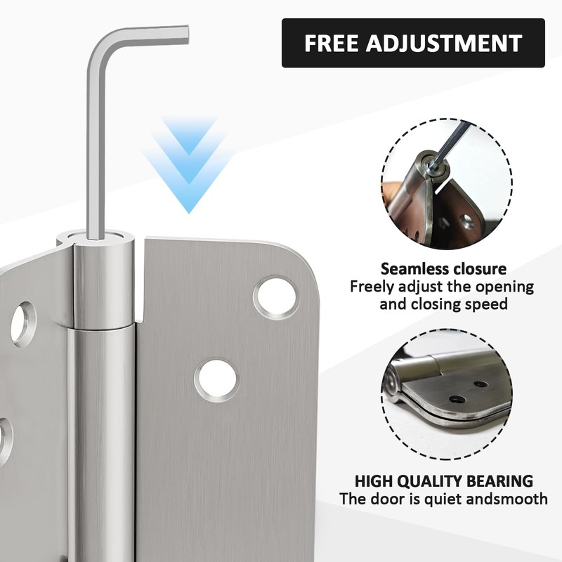 Jinyuanchao 4 Inch Automatic Closing Door Hinge, 3mm Thick Stainless