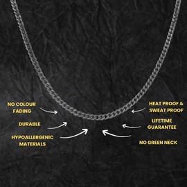 MISION 5mm Miami Cuban Chain – Silver Chain Necklace for Men, 18 Inch Cuban Link Chain, Boys & Men's Jewellery