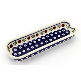 Polish Pottery Corn on the cob Dish Handmade by Zaklady Ceramiczne Boleslawiec Poland, Ceramic Corn on the cob holder L 8.5", W 2.75", H 1.4"