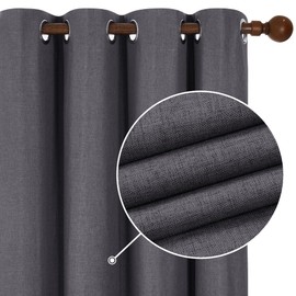 Deconovo Linen 100% Blackout Grommet Curtains for Bedroom and Living Room,Dark,52x108 inches,2 Panels