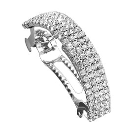 Lotsdonxia Crystal Rhinestone Hair Slides – Elegant Ponytail Hair Clips with Crystal Embellishments for Women and Girls (Silver)