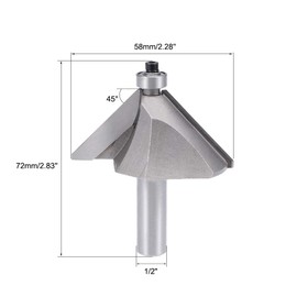 sourcing map Chamfer Router Bit 45 Degree 1/2" Shank 1-1/20" Cutting Height Edge Forming Router Bit for Woodworking
