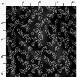 Soimoi Florals Print - Black, Canvas Fabric Material - 56 Inch Wide, 1 Meter, Unstitched Fabric for Upholstery, Bags, Workwear and Outdoor Gear.