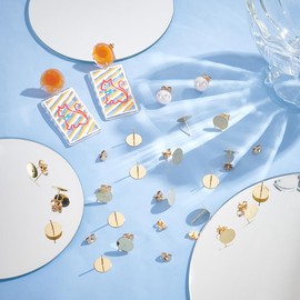 UNICRAFTALE 50Pcs Real 24K Gold Plated Stud Earring Findings 10mm Earring Posts with Ear Backs Flat Pad Earring Studs Stainless Steel Flat Back Blank Earring Studs Earring for DIY Jewellery Making