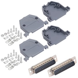 2 Pairs Audio Fan D-SUB Connector (25 Pin Male to Wire) Housing Case Connector Assembly DIY Serial Parallel Communication Connector 53mm x 48mm x 16mm