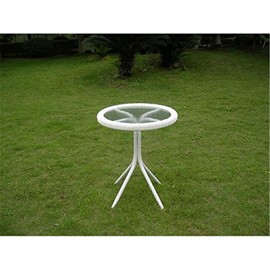 International Caravan Furniture Piece Outdoor Resin Wicker and Glass-top Bistro Table