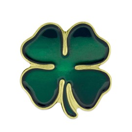 PinMart St. Patrick's Day Lapel Pin – Green Four Leaf Clover Jewelry for Women and Men – Irish Culture Celebration Pin –Gold Plated Enamel Brooch with Clutch Back