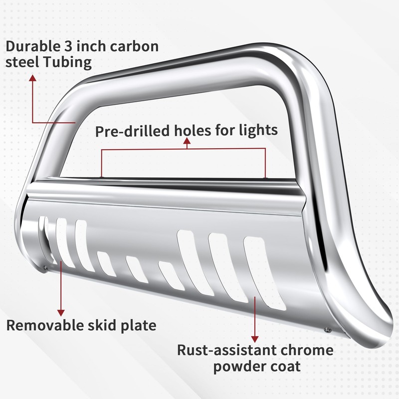 YITAMOTOR Bull Bar Compatible for 2005-2015 Toyota Tacoma, Silver Brush
