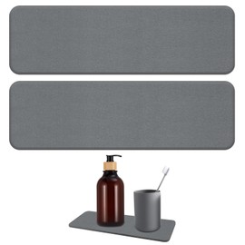 Azushwer 2pcs Stone Drying Mat, Water Absorbent Stone for Sink, Fast Drying Diatomite Soap Dish Mat, Stone Soap Dish for Modern Home Bathroom, Kitchen, Plants, Toiletries Grey