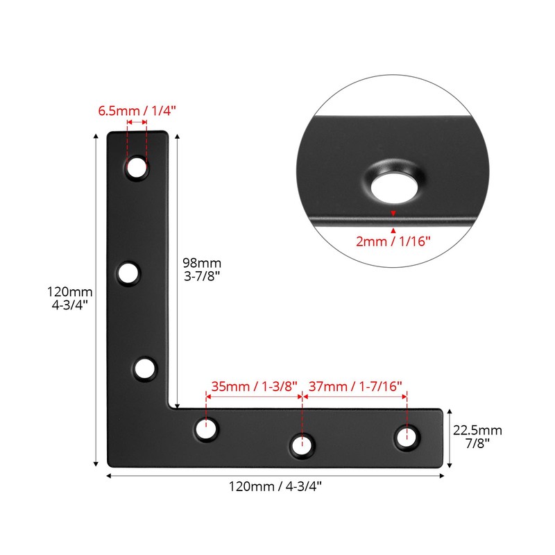 QWORK Flat L Brackets for Wood, 8 Pack Heavy Duty