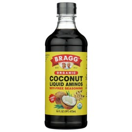 Bragg Organic Coconut Aminos – 16oz, Soy-Free Alternative, Gluten-Free, Dark & Rich Flavor for Cooking – Vegan, No Salt Added, Packed with Amino Acids – Plant-Based Seasoning & Marinade