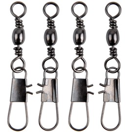 VATEICO Fishing Barrel Swivel with Safety Snaps,50pcs/Pack High Strength Saltwater Fishing Swivel Interlock Snaps Stainless Steel Freshwater Leader Lure Connector Accessories (1#-95lb-50pcs)