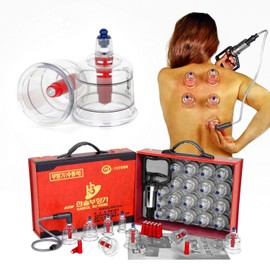 Hansol Professional Cupping Therapy Equipment Set with pumping handle 19 Cups / English Manual (Made in Korea)