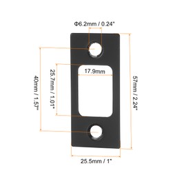 sourcing map 3 Set Door Strike Plate, 57mm x 25.5mm Stainless Steel Latch Deadbolt Replacement Lock Strike Plate for Door Frame Door Jamb Reinforcement, Round Corner, Black