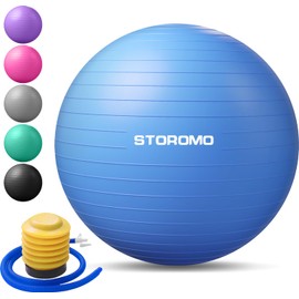 STOROMO Exercise Ball,Yoga Ball(with Exercise Tutorial)，Extra Thick Non-Slip,Holds 2500 lbs, Workout Ball for Pregnancy Birthing and Balance Stability (Blue, 55cm/21.6in)
