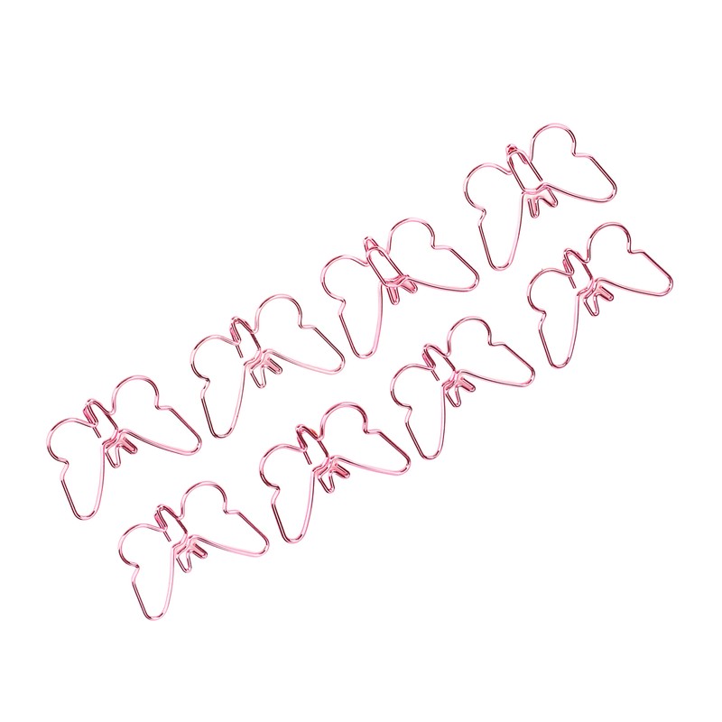 50Pcs Pink Butterflies Paperclip Cartoon Color Plating Innovative Cute Paperclips