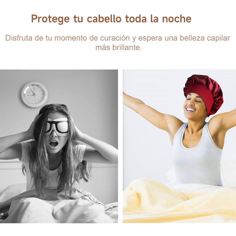 QianMu 4 Piezas Gorro de Seda para Dormir con 100