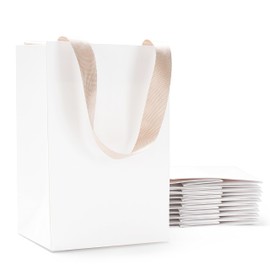 YACEYACE White Gift Bags with Handles, 10Pcs 5.25"x3.75"x8" Small White Paper Gift Bags with Handles Bulk, White Kraft Bags,White Paper Shopping Bags