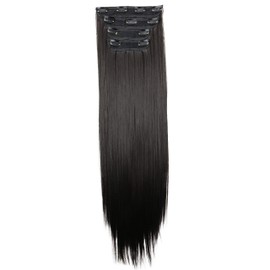 CAISHA XXL 24" 4 pcs Full Head Set Clip in Hair Extensions Hairpiece Heat-Resisting Black Brown CES302