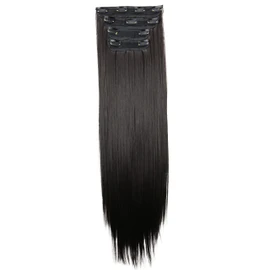 CAISHA XXL 24" 4 pcs Full Head Set Clip in Hair Extensions Hairpiece Heat-Resisting Black Brown CES302