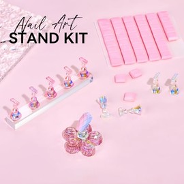 Makartt Soporte Magnético para Puntas de Uñas - Soportes de Práctica de Acrílico con 48 Piezas de Masilla Adhesiva Reutilizable (01)