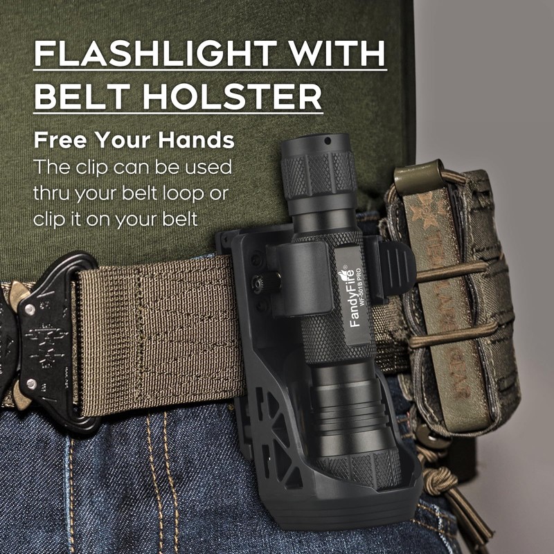 FandyFire Tactical Flashlight High Lumens with Holder, Single Mode 1200