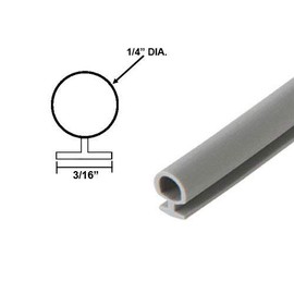 Bulb Type Weatherstripping for Door and Windows, Gray, 1/4" Dia., 3/16" Backing - 20 Ft.