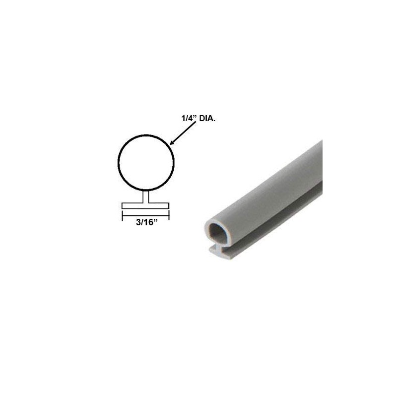 Bulb Type Weatherstripping for Door and Windows, Gray, 1/4" Dia.,