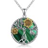 CHENGHONG Malachite Sunflower Necklace for Women 925 Sterling Silver Malachite