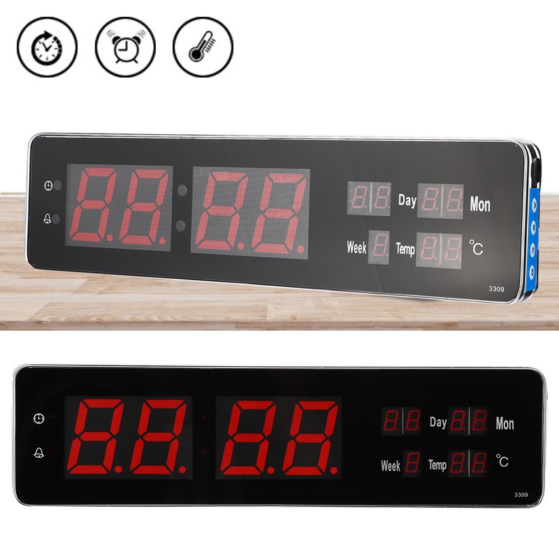 LED Large Perpetual Calendar Digit Desk Wall Clock for Bedroom