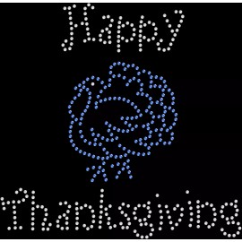 Rhinestone Bling Sparkle Iron On Transfer DIY Happy Thanksgiving Turkey