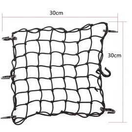 LATRAT Elastic Ropes with Hooks Spider Motorcycle Net Accessory Net Replacement for Car Boot Replacement for Hanging Cover Helmet 30 x 30 cm Black