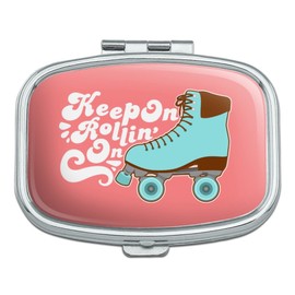 Roller Skates Derby Keep On Rolling Skating Rectangle Pill Case Trinket Gift Box