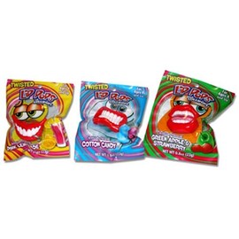 Twisted Lip Pops Assorted Flavored Lollipops, 0.8 Ounce, 12 Count Display Box