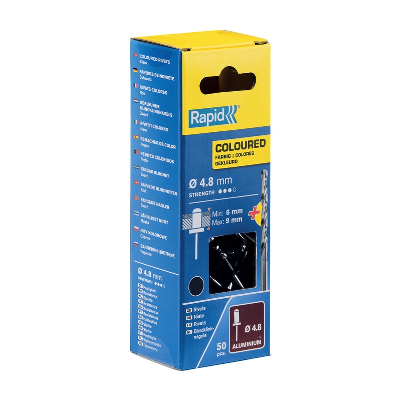 Rapid Blind Rivets Aluminium Black Diameter 4.8 mm 6-9 mm