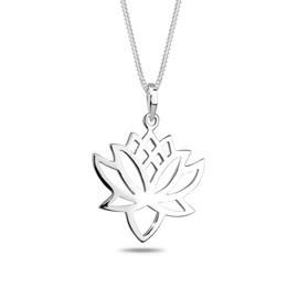Elli Women's Jewellery Necklace with Pendant Lotus Flower Talisman Silver 2.2 cm x 2.8 cm, Facet cut, No Gemstone