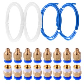 S SIENOC 4 x 1M PTFE Teflon Hose Tube (2 mm x 4 mm) + 8 x PC4-M6 + 8 x PC4-M10 Pneumatic Air Straight Quick Fitting 4 mm Thread