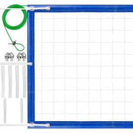 Professional Volleyball net Outdoor Heavy Duty, Lengthened Aircraft Wire Rope, Upgraded Weather Resistance, Thicker Border for Indoor Outdoor Backyard Pool Schoolyard Beach 32x3FT(Net Only) (Blue)