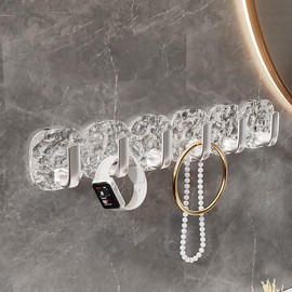 inkihuit Chain Storage Wall Chain Holder Chain Stand, Jewellery Storage, Chain Hanger Hanging Jewellery Holder for Necklaces & Bracelets, Rings & Earrings, Transparent, Silver Hooks, 1 Piece