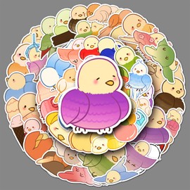 Parrot Stickers 50pcs Waterproof Cute Cartoon Bird Sticker for Water Bottle Laptop Skateboard Scrapbook Luggage Motorcycle Guitar Computer Car,Vinyl Funny Animals Stickers for Teens Girls Adults