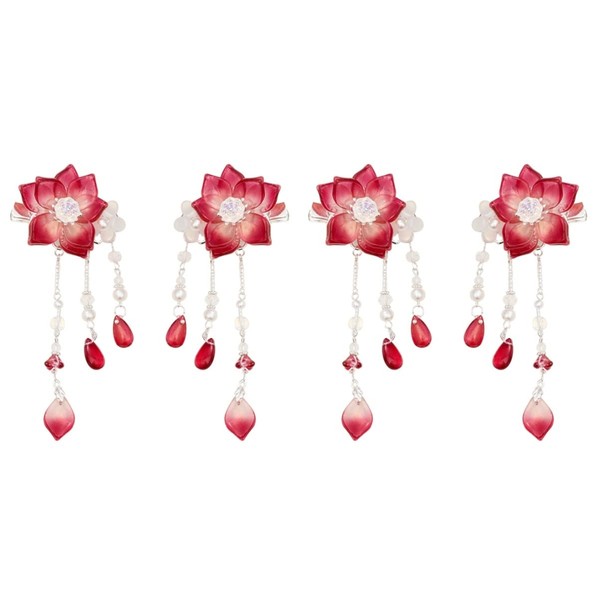 LALAFINA 2 Pairs Teens Bow Floral Clips Hair Pins Child Vintage Girls Headdress Clothing Kids Gifts Clamps Crystal Women Clips Kimono for Cute Alligator Hair Chinese