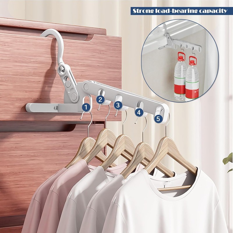 2PCS Folding Drying Racks - Multifunctional 5-Hole Hangers for Travel,