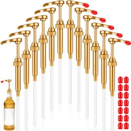 12 Pcs Syrup Pump, Yellow Pump with 20 Pcs Red Lid, Pumps For Syrup Bottles - Fits 750ml Bottles, Pumps for Skinny Syrup Bottles, Syrup Pump Dispenser for Drinks, Dessert, Tea
